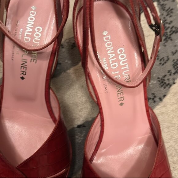 VTG Couture Donald J Pliner Leather Ankle Heels 8.5 Alligator officecore y2k 90s - Picture 10 of 14